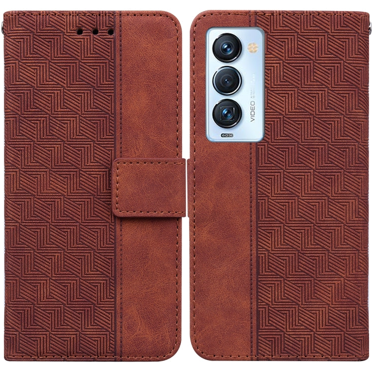 Custodia per telefono in pelle goffrata geometrica, For Tecno Camon 18 / 18P, For Tecno Camon 18 Premier, For Tecno Camon 18i, For Tecno Phantom X