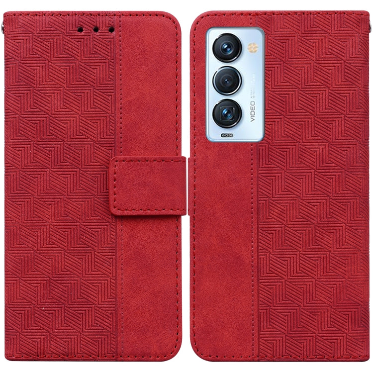 Custodia per telefono in pelle goffrata geometrica, For Tecno Camon 18 / 18P, For Tecno Camon 18 Premier, For Tecno Camon 18i, For Tecno Phantom X