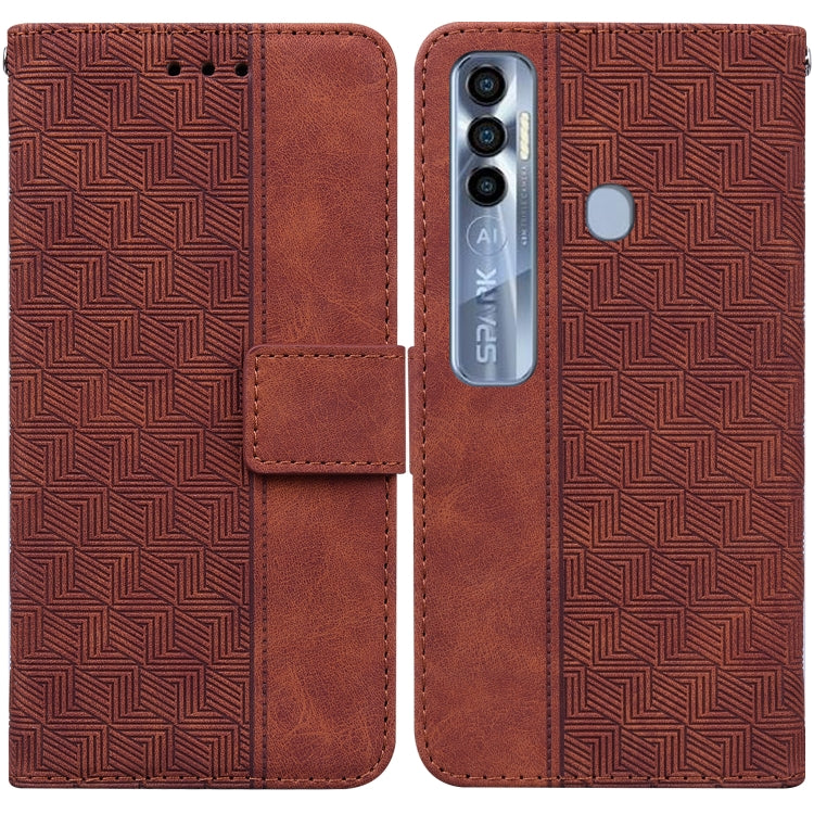 Custodia per telefono in pelle goffrata geometrica, For Tecno Pova Neo LE6, For Tecno Spark 7 Pro, For Tecno Spark 8 / 8T, For Tecno Spark 8P