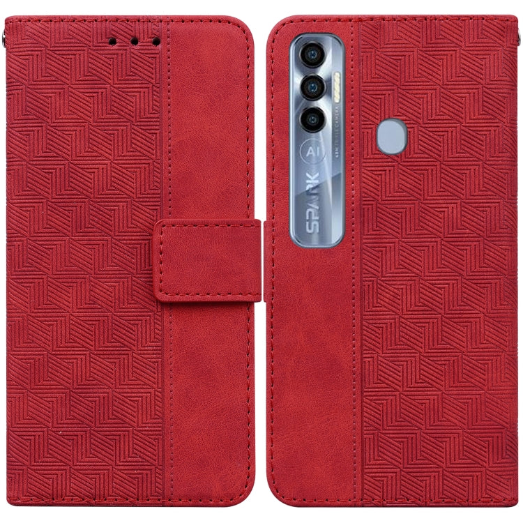 Custodia per telefono in pelle goffrata geometrica, For Tecno Pova Neo LE6, For Tecno Spark 7 Pro, For Tecno Spark 8 / 8T, For Tecno Spark 8P