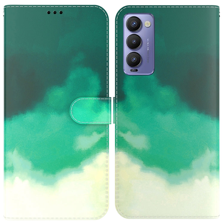 Custodia per telefono in pelle flip orizzontale con motivo ad acquerello, For Tecno Camon 18 / 18P, For Tecno Camon 18 Premier, For Tecno Camon 18i, For Tecno Phantom X