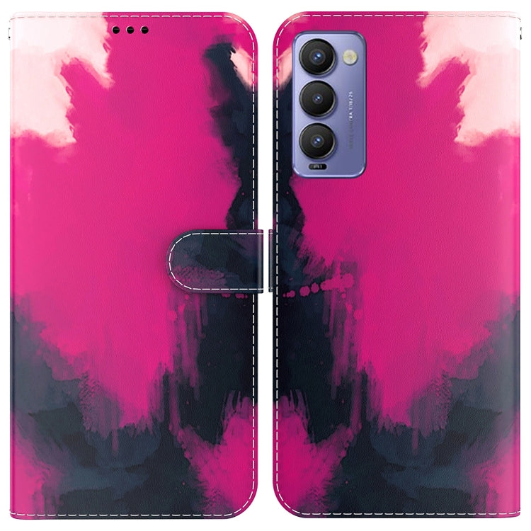 Custodia per telefono in pelle flip orizzontale con motivo ad acquerello, For Tecno Camon 18 / 18P, For Tecno Camon 18 Premier, For Tecno Camon 18i, For Tecno Phantom X