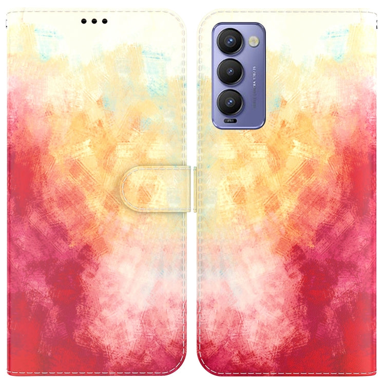 Custodia per telefono in pelle flip orizzontale con motivo ad acquerello, For Tecno Camon 18 / 18P, For Tecno Camon 18 Premier, For Tecno Camon 18i, For Tecno Phantom X