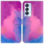Custodia per telefono in pelle flip orizzontale con motivo ad acquerello, For Tecno Camon 18 / 18P, For Tecno Camon 18 Premier, For Tecno Camon 18i, For Tecno Phantom X