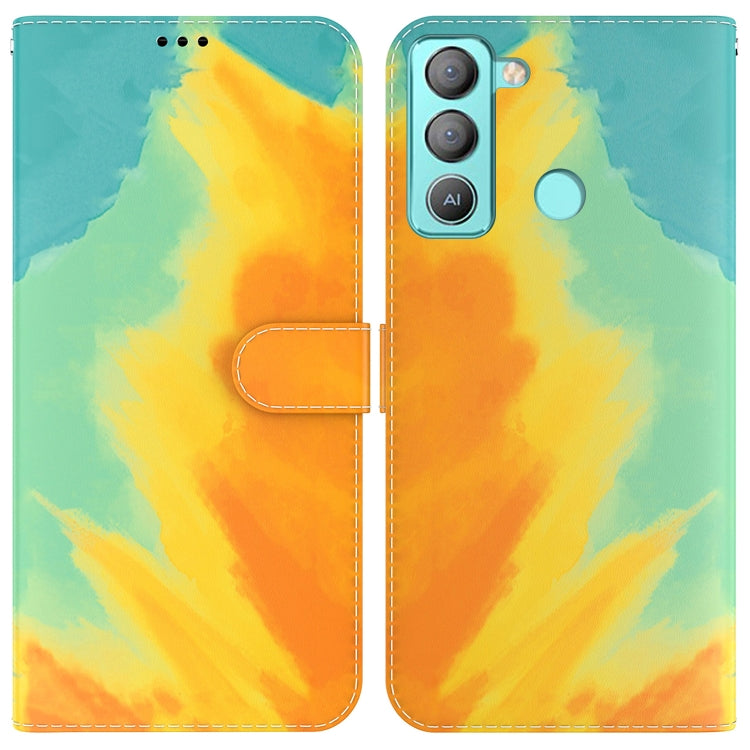 Custodia per telefono in pelle flip orizzontale con motivo ad acquerello, For Tecno Pop 5 LTE BD4, For Tecno Pop 5P, For Tecno Spark 7 Pro, For Tecno Spark 8 / 8T