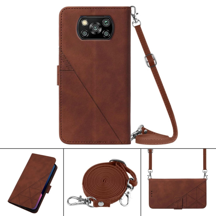 Custodia per cellulare in pelle con flip in rilievo 3D a tracolla, For Xiaomi Poco X3 / X3 Pro / X3 NFC