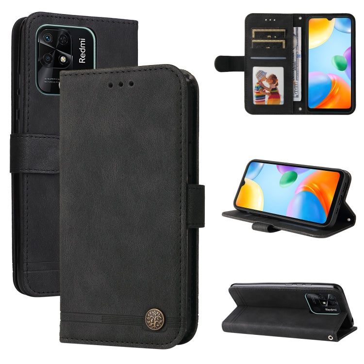 Custodia per telefono in pelle con bottone in metallo con albero della vita Skin Feel, For Xiaomi Redmi 10C 4G / Redmi 10 India Version, For Xiaomi Poco X4 Pro 5G, For Honor 50 SE / nova 9 SE, For OPPO Find X5
