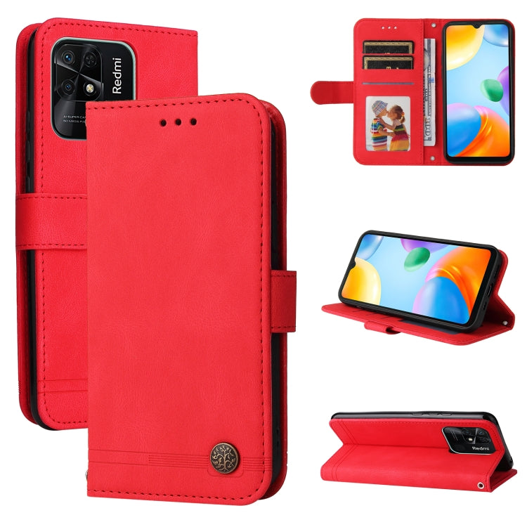 Custodia per telefono in pelle con bottone in metallo con albero della vita Skin Feel, For Xiaomi Redmi 10C 4G / Redmi 10 India Version, For Xiaomi Poco X4 Pro 5G, For Honor 50 SE / nova 9 SE, For OPPO Find X5