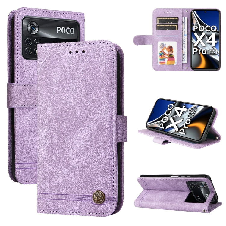 Custodia per telefono in pelle con bottone in metallo con albero della vita Skin Feel, For Xiaomi Redmi 10C 4G / Redmi 10 India Version, For Xiaomi Poco X4 Pro 5G, For Honor 50 SE / nova 9 SE, For OPPO Find X5