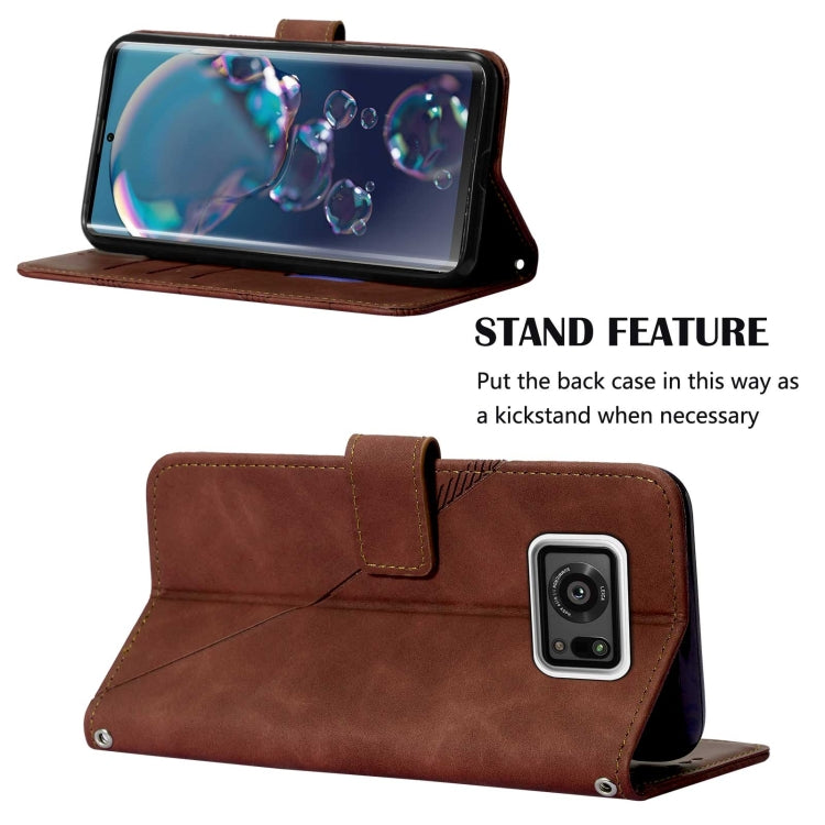 Custodia per cellulare in pelle con flip in rilievo 3D a tracolla, For Sharp Aquos R6, For Sony Xperia 1 III, For Sony Xperia 5 III, For Sony Xperia 10 III