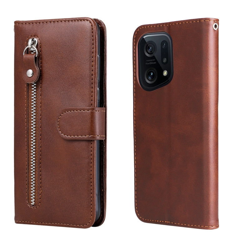 Custodia in pelle flip orizzontale con cerniera Fashion Calf Texture, For OPPO Find X5 Pro