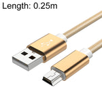 5 PCS Mini USB a USB A Cavo dati / ricarica intrecciato per MP3, fotocamera, DVR per auto, 0.25m, 1m, 1.5m, 2m, 3m