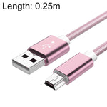 5 PCS Mini USB a USB A Cavo dati / ricarica intrecciato per MP3, fotocamera, DVR per auto, 0.25m, 1m, 1.5m, 2m, 3m