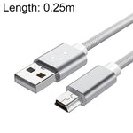 5 PCS Mini USB a USB A Cavo dati / ricarica intrecciato per MP3, fotocamera, DVR per auto, 0.25m, 1m, 1.5m, 2m, 3m