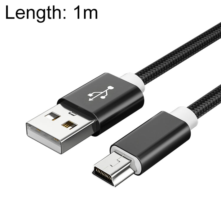 5 PCS Mini USB a USB A Cavo dati / ricarica intrecciato per MP3, fotocamera, DVR per auto, 0.25m, 1m, 1.5m, 2m, 3m