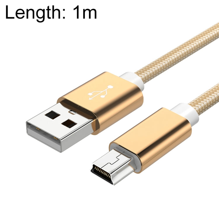 5 PCS Mini USB a USB A Cavo dati / ricarica intrecciato per MP3, fotocamera, DVR per auto, 0.25m, 1m, 1.5m, 2m, 3m