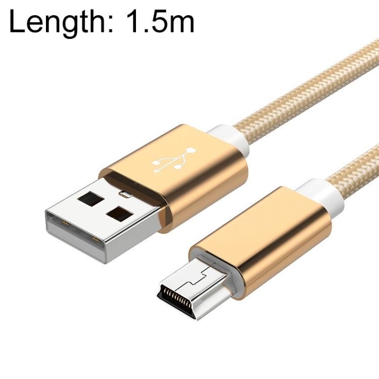 5 PCS Mini USB a USB A Cavo dati / ricarica intrecciato per MP3, fotocamera, DVR per auto, 0.25m, 1m, 1.5m, 2m, 3m