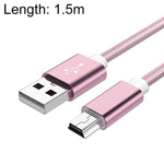 5 PCS Mini USB a USB A Cavo dati / ricarica intrecciato per MP3, fotocamera, DVR per auto, 0.25m, 1m, 1.5m, 2m, 3m