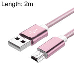 5 PCS Mini USB a USB A Cavo dati / ricarica intrecciato per MP3, fotocamera, DVR per auto, 0.25m, 1m, 1.5m, 2m, 3m