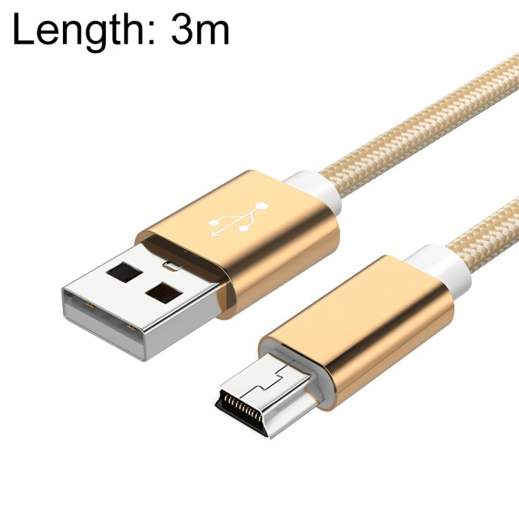 5 PCS Mini USB a USB A Cavo dati / ricarica intrecciato per MP3, fotocamera, DVR per auto, 0.25m, 1m, 1.5m, 2m, 3m