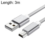 5 PCS Mini USB a USB A Cavo dati / ricarica intrecciato per MP3, fotocamera, DVR per auto, 0.25m, 1m, 1.5m, 2m, 3m