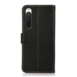 KHAZNEH Custodia per telefono RFID in vera pelle Litchi magnetica laterale, For Sony Xperia 10 IV, For Xiaomi Redmi Note 11E / Redmi 10 5G