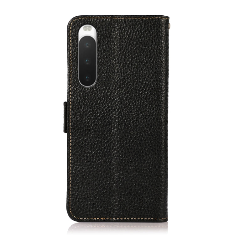 KHAZNEH Custodia per telefono RFID in vera pelle Litchi magnetica laterale, For Sony Xperia 10 IV, For Xiaomi Redmi Note 11E / Redmi 10 5G