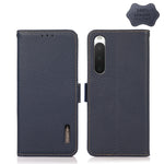 KHAZNEH Custodia per telefono RFID in vera pelle Litchi magnetica laterale, For Sony Xperia 10 IV, For Xiaomi Redmi Note 11E / Redmi 10 5G