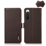 KHAZNEH Custodia per telefono RFID in vera pelle Litchi magnetica laterale, For Sony Xperia 10 IV, For Xiaomi Redmi Note 11E / Redmi 10 5G