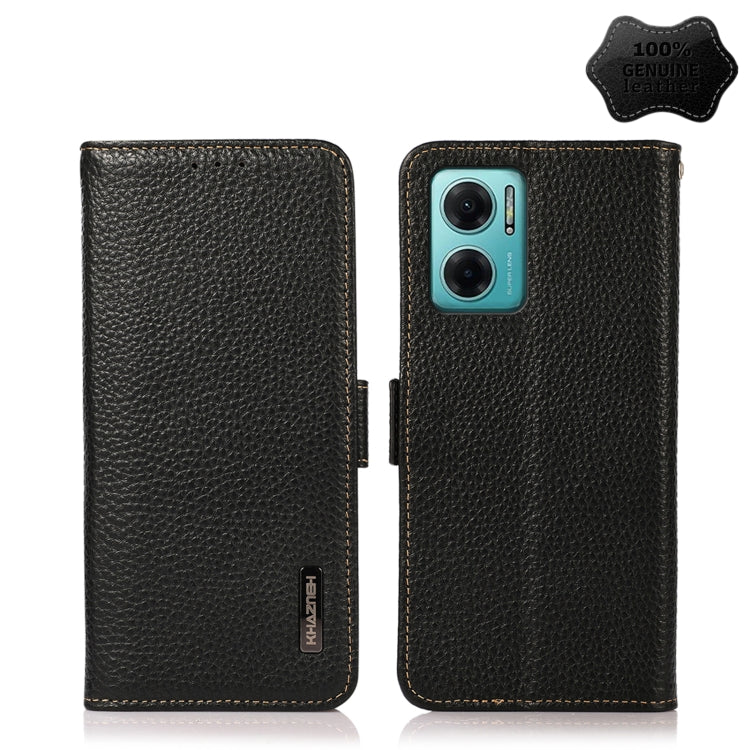 KHAZNEH Custodia per telefono RFID in vera pelle Litchi magnetica laterale, For Sony Xperia 10 IV, For Xiaomi Redmi Note 11E / Redmi 10 5G