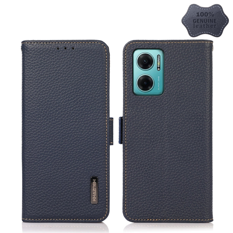 KHAZNEH Custodia per telefono RFID in vera pelle Litchi magnetica laterale, For Sony Xperia 10 IV, For Xiaomi Redmi Note 11E / Redmi 10 5G