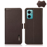 KHAZNEH Custodia per telefono RFID in vera pelle Litchi magnetica laterale, For Sony Xperia 10 IV, For Xiaomi Redmi Note 11E / Redmi 10 5G