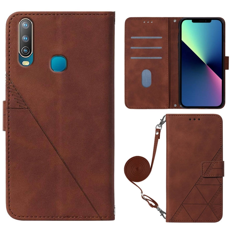 Custodia per cellulare in pelle con flip in rilievo 3D a tracolla, For vivo Y17 / Y15 / Y12 / U10 / Y3, For vivo Y21 2021 / Y33s / Y21s
