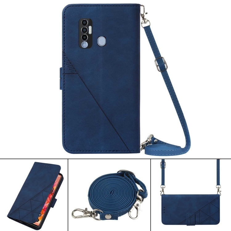 Custodia per cellulare in pelle con flip in rilievo 3D a tracolla, For Tecno Spark 7 Pro