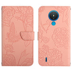 Custodia per cellulare in pelle goffrata con peonia a farfalla, For Nokia 1.4, For Nokia 2.4, For Nokia 5.4, For Nokia C01 Plus
