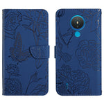 Custodia per cellulare in pelle goffrata con peonia a farfalla, For Nokia 1.4, For Nokia 2.4, For Nokia 5.4, For Nokia C01 Plus