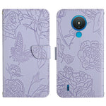 Custodia per cellulare in pelle goffrata con peonia a farfalla, For Nokia 1.4, For Nokia 2.4, For Nokia 5.4, For Nokia C01 Plus