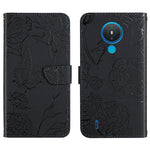 Custodia per cellulare in pelle goffrata con peonia a farfalla, For Nokia 1.4, For Nokia 2.4, For Nokia 5.4, For Nokia C01 Plus