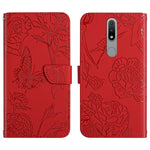 Custodia per cellulare in pelle goffrata con peonia a farfalla, For Nokia 1.4, For Nokia 2.4, For Nokia 5.4, For Nokia C01 Plus