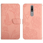 Custodia per cellulare in pelle goffrata con peonia a farfalla, For Nokia 1.4, For Nokia 2.4, For Nokia 5.4, For Nokia C01 Plus