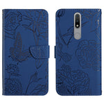 Custodia per cellulare in pelle goffrata con peonia a farfalla, For Nokia 1.4, For Nokia 2.4, For Nokia 5.4, For Nokia C01 Plus