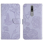 Custodia per cellulare in pelle goffrata con peonia a farfalla, For Nokia 1.4, For Nokia 2.4, For Nokia 5.4, For Nokia C01 Plus