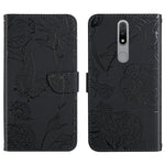 Custodia per cellulare in pelle goffrata con peonia a farfalla, For Nokia 1.4, For Nokia 2.4, For Nokia 5.4, For Nokia C01 Plus