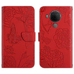 Custodia per cellulare in pelle goffrata con peonia a farfalla, For Nokia 1.4, For Nokia 2.4, For Nokia 5.4, For Nokia C01 Plus