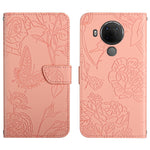 Custodia per cellulare in pelle goffrata con peonia a farfalla, For Nokia 1.4, For Nokia 2.4, For Nokia 5.4, For Nokia C01 Plus