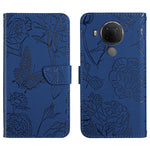 Custodia per cellulare in pelle goffrata con peonia a farfalla, For Nokia 1.4, For Nokia 2.4, For Nokia 5.4, For Nokia C01 Plus