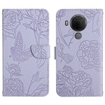 Custodia per cellulare in pelle goffrata con peonia a farfalla, For Nokia 1.4, For Nokia 2.4, For Nokia 5.4, For Nokia C01 Plus