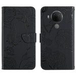 Custodia per cellulare in pelle goffrata con peonia a farfalla, For Nokia 1.4, For Nokia 2.4, For Nokia 5.4, For Nokia C01 Plus