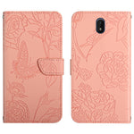Custodia per cellulare in pelle goffrata con peonia a farfalla, For Nokia 1.4, For Nokia 2.4, For Nokia 5.4, For Nokia C01 Plus