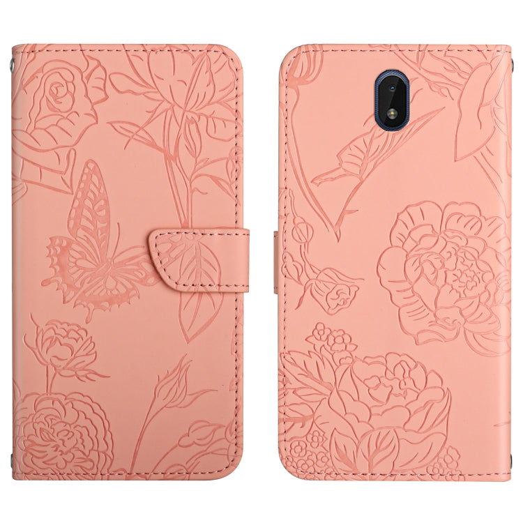 Custodia per cellulare in pelle goffrata con peonia a farfalla, For Nokia 1.4, For Nokia 2.4, For Nokia 5.4, For Nokia C01 Plus